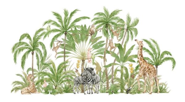 Peinture murale Jungle et animaux