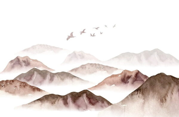 Peinture murale Paysage de montagne brumeuse