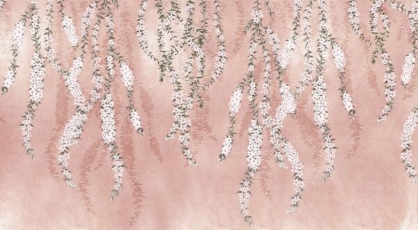 Peinture murale Branches sur fond rose