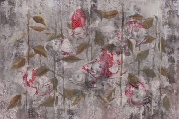 Peinture murale Poisson sur fond gris