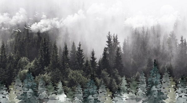 Poster XXL La forêt derrière le brouillard