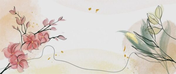 Peinture murale Cerise et brins d'herbe