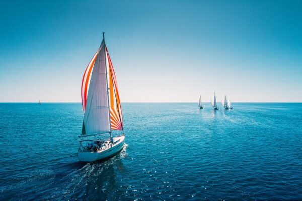 Peinture murale Voiliers en mer