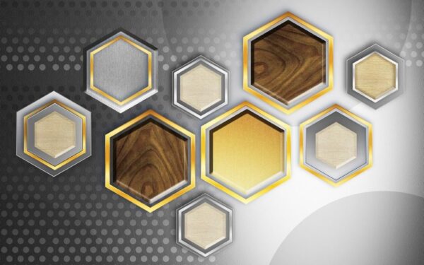 Peinture murale Golden Shades of Cubes