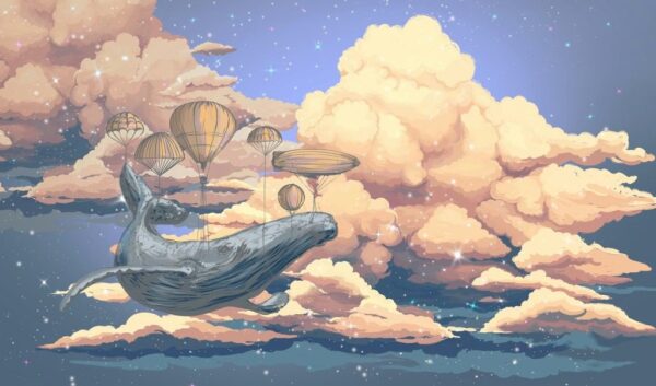 Peinture murale Baleine dans le ciel