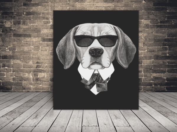 Image d'un chien en costume