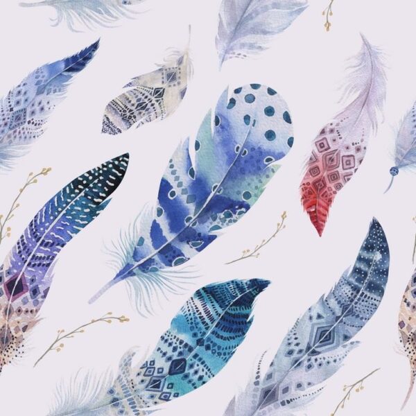 Peinture murale Plumes bleues
