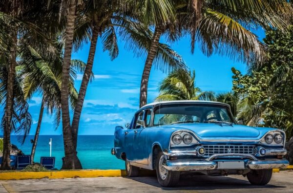 Peinture murale Voiture bleue