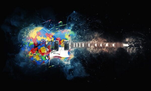 Peinture murale Guitare colorée