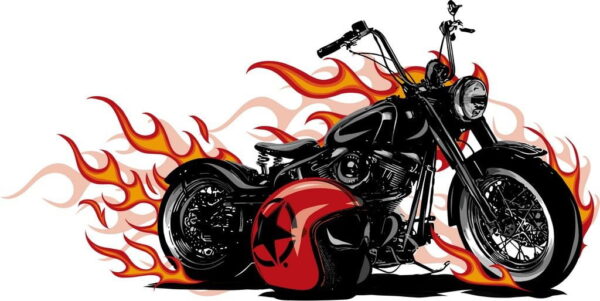 Peinture murale Moto en feu