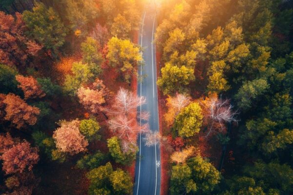 Peinture murale Route d'automne