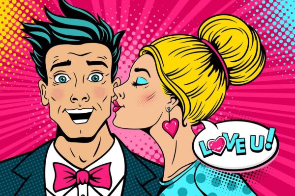 Peinture murale Baiser sur la joue