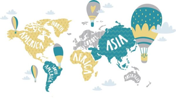 Peinture murale Carte du monde colorée