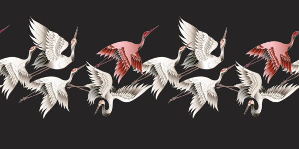 Peinture murale Vol de flamants roses