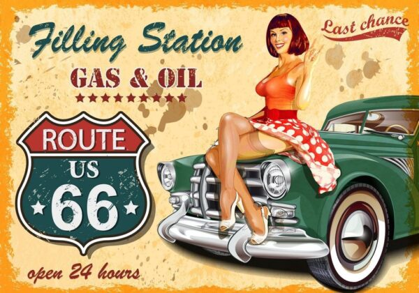 Poster XXL Station de carburant rétro