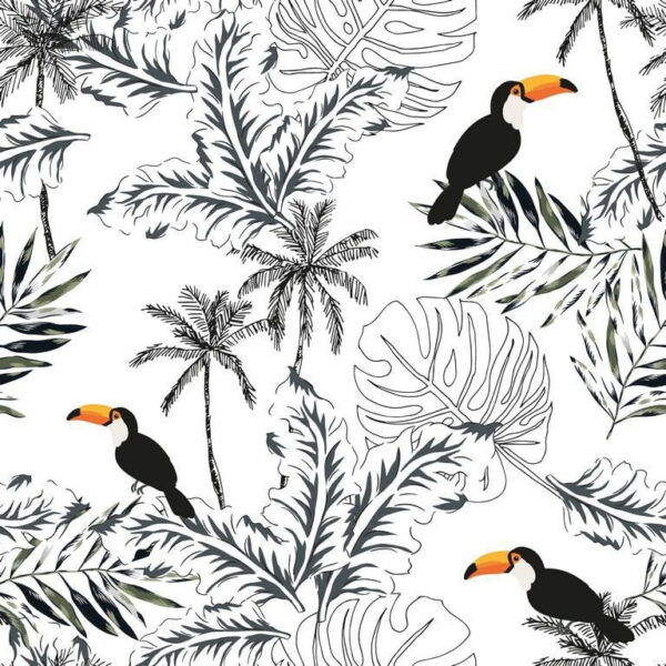 Peinture murale Toucans et Feuilles