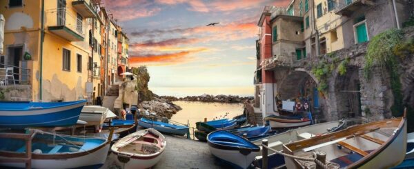 Peinture murale Bateaux au coucher du soleil
