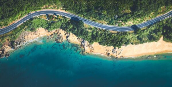 Peinture murale Plage de sable et route