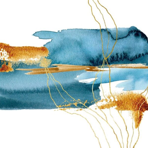 Peinture murale Bleu avec de l'or