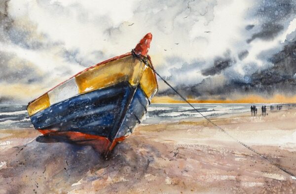 Peinture murale Bateau sur la plage