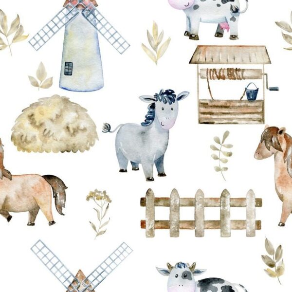 Papier peint Adorables animaux de la ferme