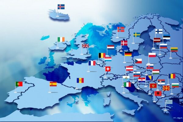 Peinture murale L'Europe avec les Drapeaux des États