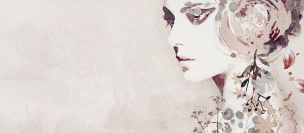 Peinture murale Femme avec des fleurs