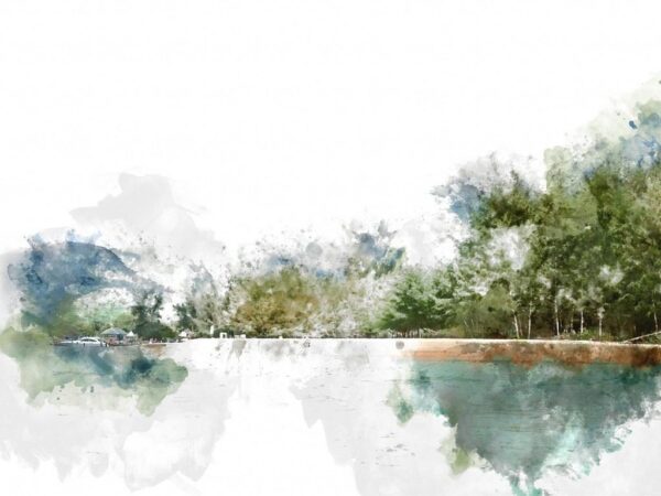 Peinture murale Montagnes et lac