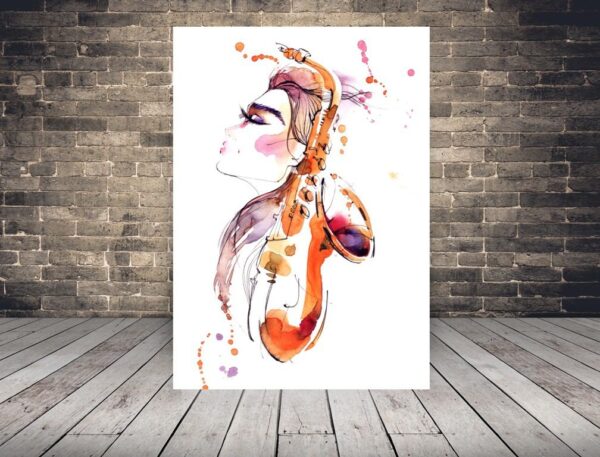 Peinture Elle et le saxophone