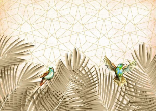 Peinture murale Feuilles et Oiseaux