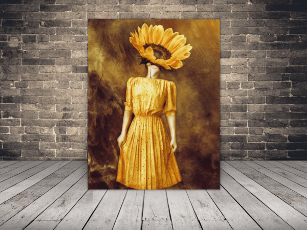 Une image d'une femme tournesol