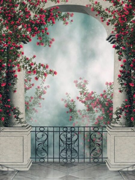 Peinture murale Balcon avec Roses