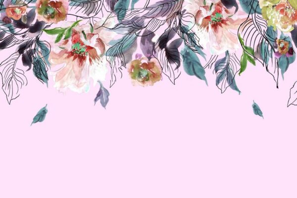 Sticker mural Feuilles et Pivoines