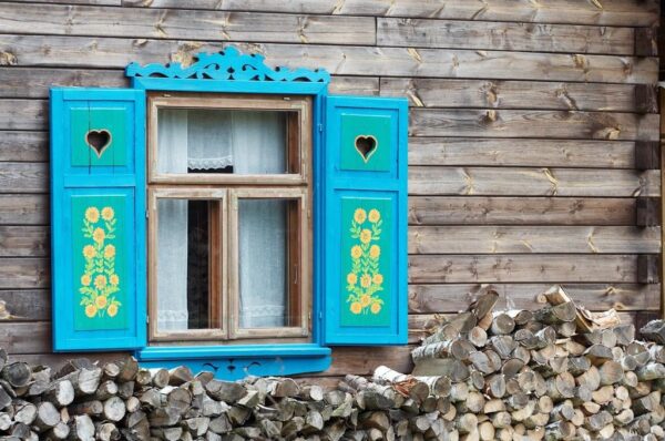 Peinture murale Volets bleus