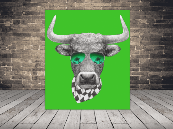 Image d'un taureau sur fond vert