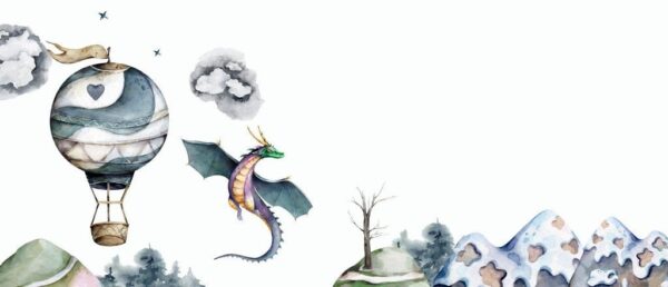 Peinture murale Dragon et Ballon