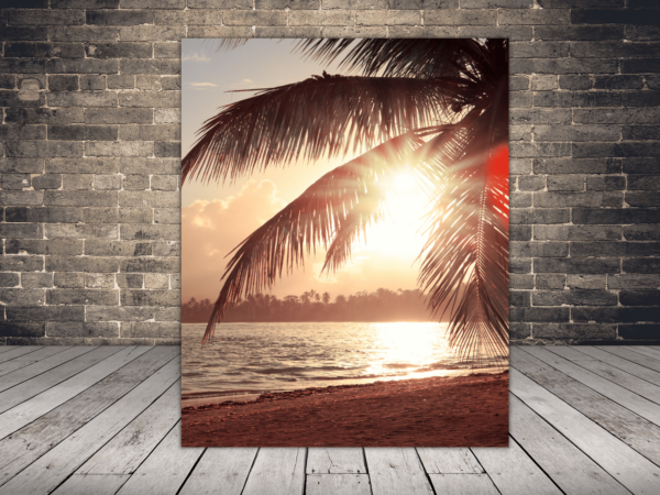 Une image d'un palmier et d'un soleil