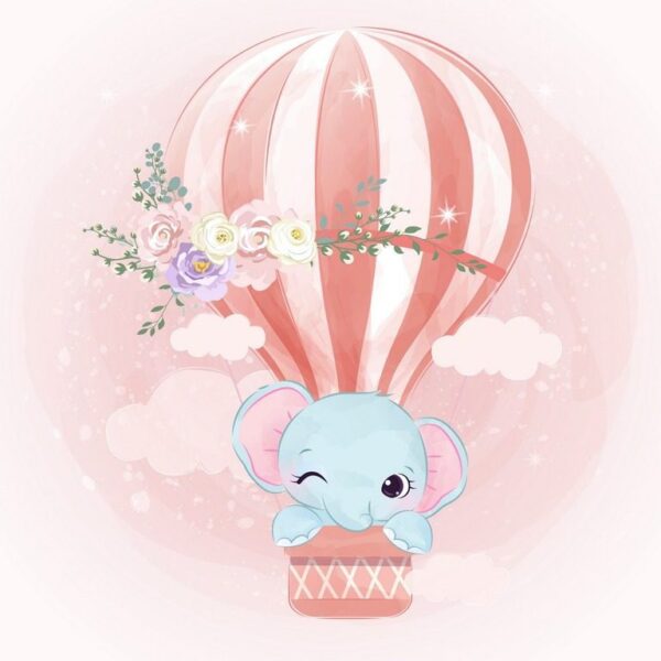 Peinture murale Éléphant dans un ballon