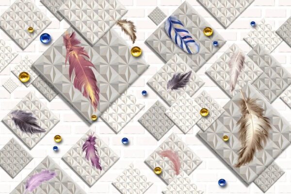 Peinture murale Plumes sur la mosaïque