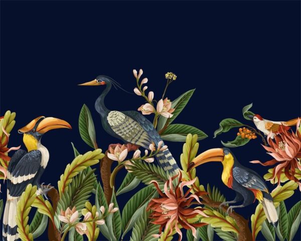 Peinture murale Oiseaux parmi les Feuilles