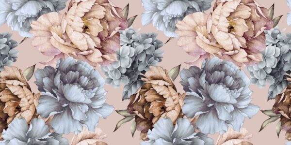 Peinture murale Pivoines sur fond clair