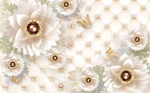 Peinture murale Fleurs aux moyens d'or