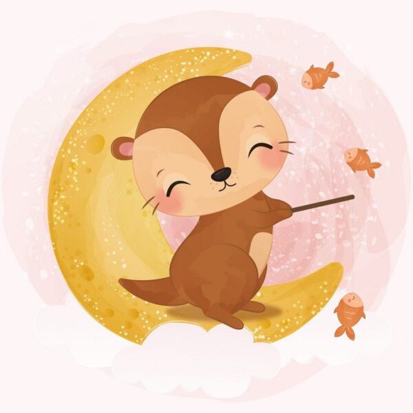 Peinture murale Loutre lunaire