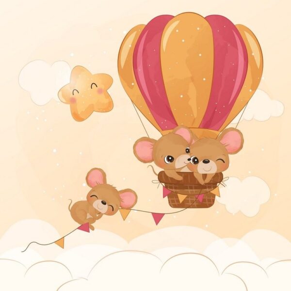 Peinture murale Souris dans un ballon