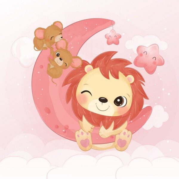 Peinture murale Lion sur la lune