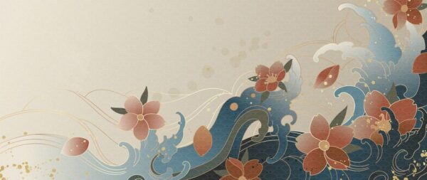 Peinture murale Style oriental doré