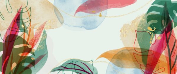 Peinture murale Feuilles abstraites à l'aquarelle
