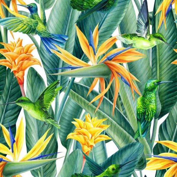 Sticker mural Fleurs et feuilles jaunes