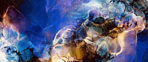 Peinture murale Encre bleue et orange