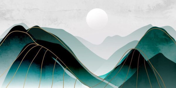Peinture murale Oriental Blue Mountain
